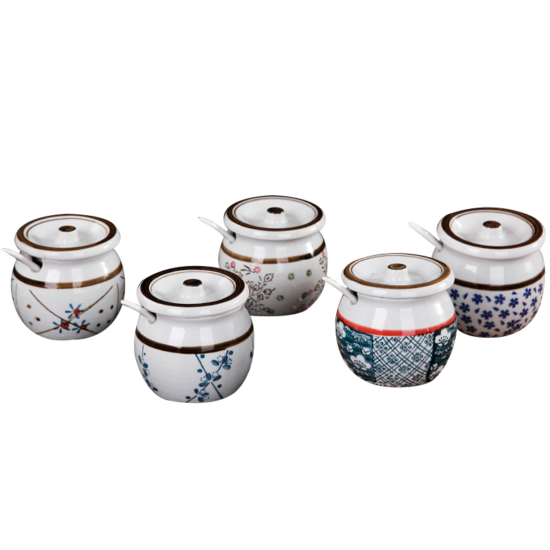 Under the glaze color kitchen ware ceramic seasoning sauce pot seasoning sauce seasoning cylinder cylinder box of seasoning box