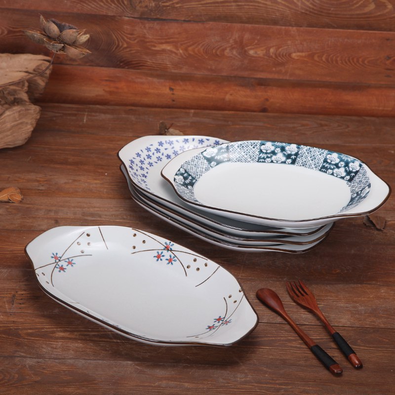 Ling Ming xuan chashe household utensils pan ears fish plate ceramic creative fruit plate large plate