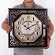 Wall Clock for Living Room, Square, Retro, Creative, New Chinese Style, Electronic Quartz Clock with Calendar, Wall-Mounted