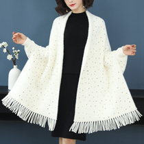 Sleeve with cheongsam shawl women autumn and winter New thick knitted cardigan imitation mink fleece sweater jacket Cape Cape