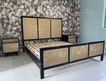 American solid wood rattan bed Nordic modern simplicity Sausalito rattan bed double bed B&B furniture customization