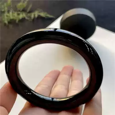 Burmese natural Old Pit fat round jade bracelet ink Cui black chicken seed jade bracelet for men and women with certificate