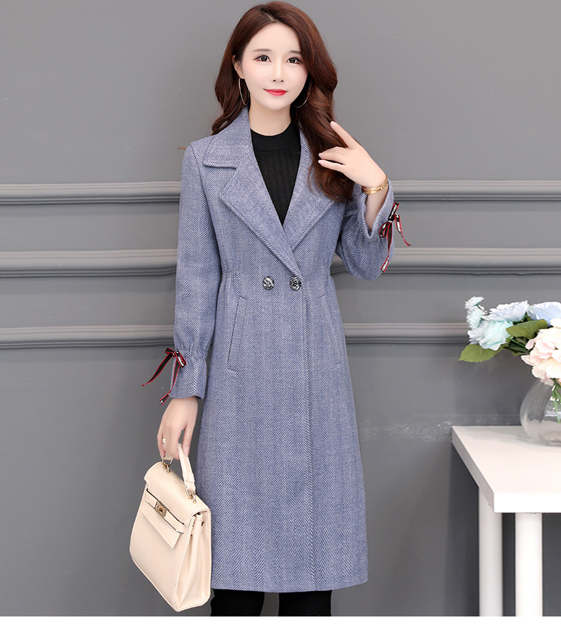 Áo khoác len 2018 thu đông 2014 phiên bản mới của Hàn Quốc dành cho nữ eo thon Slim Kiểu dáng xương cá nhỏ Quần áo len nữ áo dạ choàng nữ đẹp