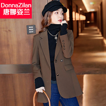 Coffee Color Suit Jacket Woman Spring Autumn 2022 This year Pop the new Advanced Sensation Fried Street Casual Little West Suit Blouse