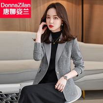 Grey Striped Small Suit Jacket Woman Spring Autumn 2022 New Body Foreign Air This Year Pop Casual Western Suit Blouse