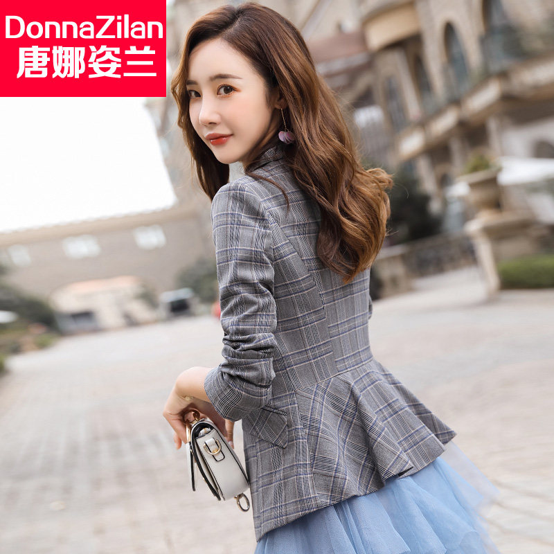 Net celebrity blazer women 2022 new spring and autumn Korean slim short waist casual plaid small suit suit