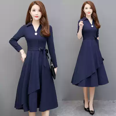 2021 autumn new temperament royal sister thin waist goddess fan medium and long version of light ripe wind chiffon dress children