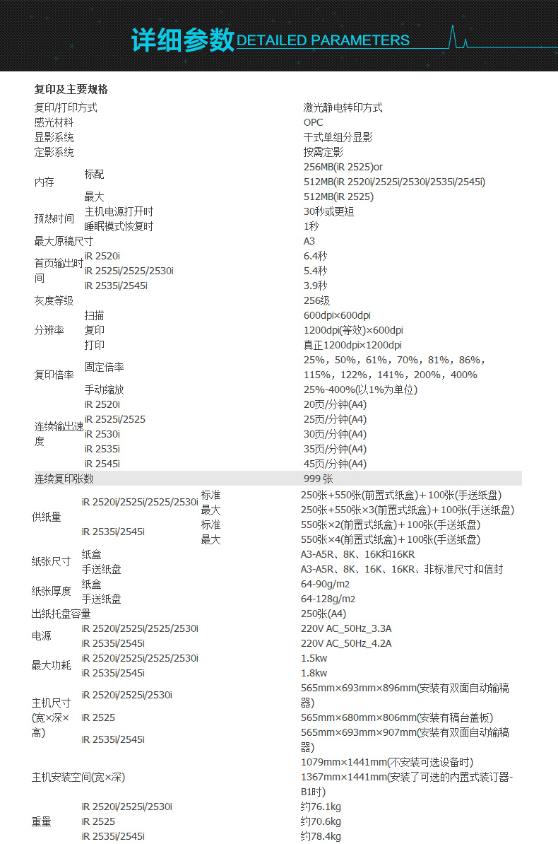 Canon New IR2530I Máy photocopy hợp chất Máy in đen trắng kỹ thuật số in / sao chép / quét tích hợp Máy tích hợp khay nạp tài liệu hai mặt tiêu chuẩn