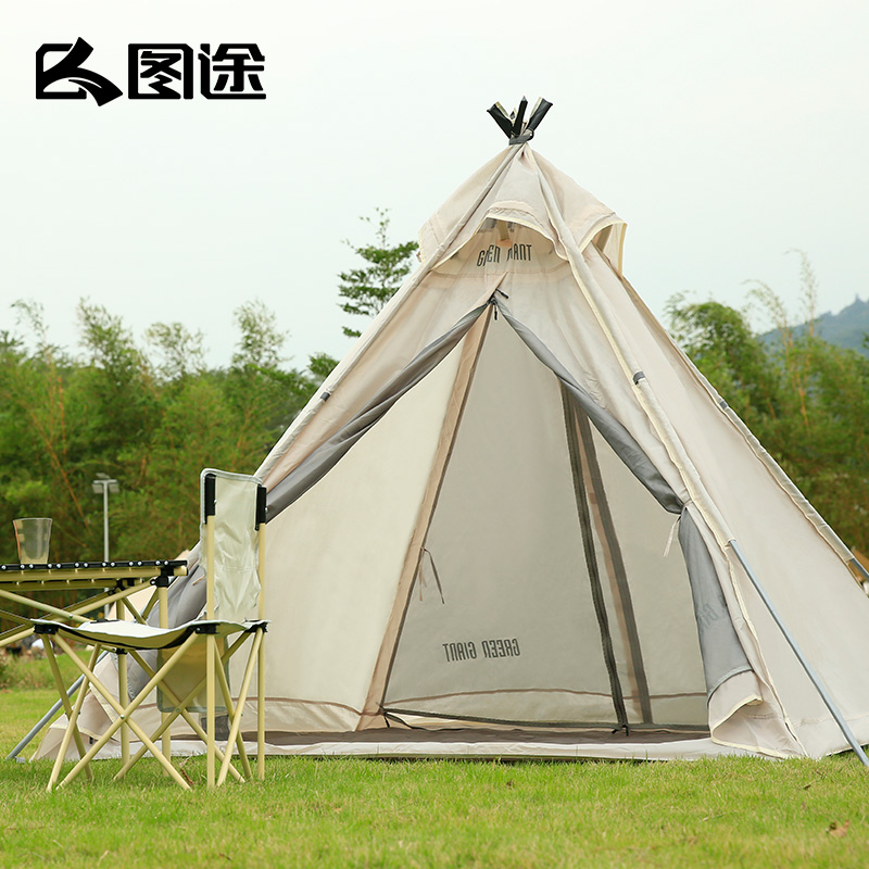 Pictured Outdoor Tent 3-4 People Thicken Camping Field Tent Camping Rain Indian Four Corner Tent Home