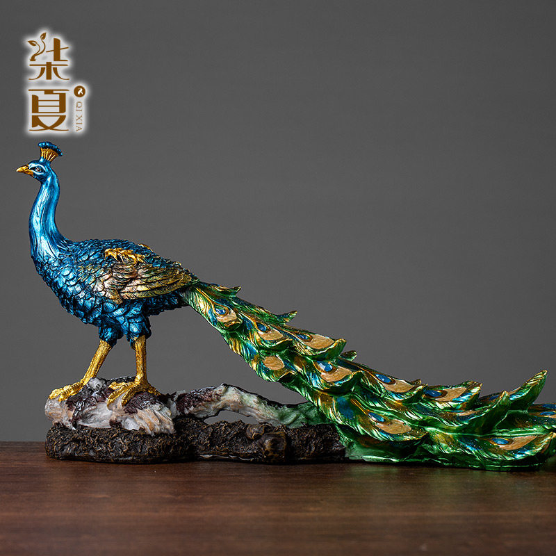 European style creative peacock ornaments fortune home accessories living room TV cabinet Phoenix porch American soft decoration