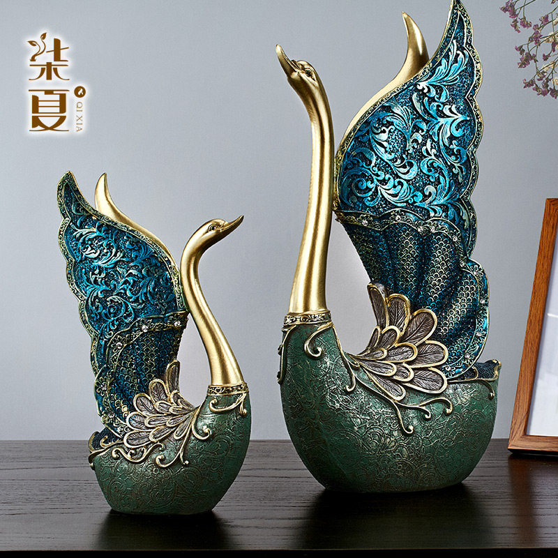Creative Swan Nordic Light Luxury Crafts American Home Soft Decoration Living Room Entrance TV Cabinet Wine Cabinet Ornament Gifts