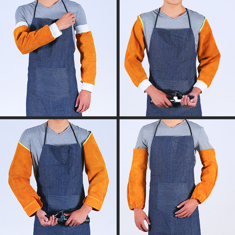 Bull Leather Sleeve Cuff electric welding protective sleeve welds welds Anti-burn Spark Splash Guard Arms High Temperature Resistant Cuff