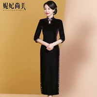 Свадебное платье для матери, бархатное элитное ципао, коллекция 2023, в западном стиле