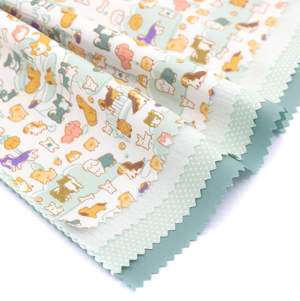 30*30cm cream green pure cotton sky blue doll clothing DIY sample cloth set manual work fabric samples