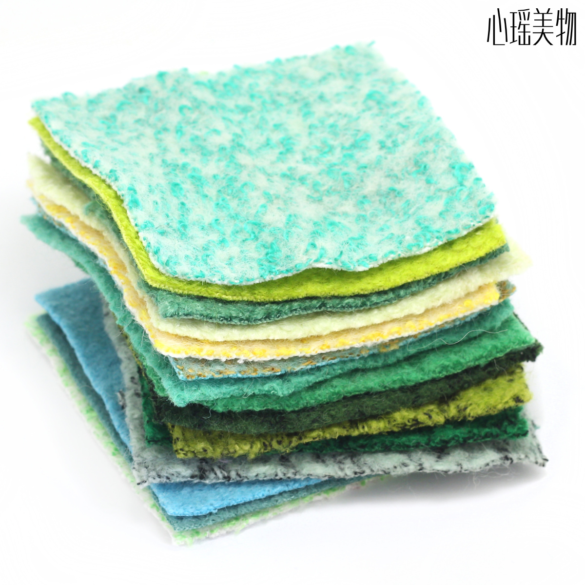 9*9cm Circle cloth wool cloth group Alpaca velvet palm-like yellow-green 8-color sample