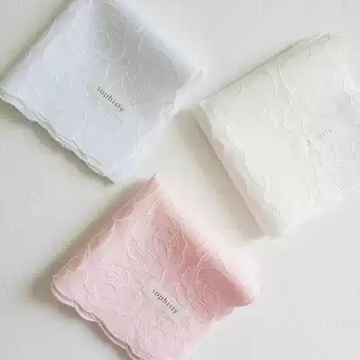Japanese imported Sopisty women high grade cotton embroidered handkerchief handkerchief scarf sweat towel lace Rose