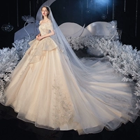 Основное свадебное платье 2022 Новая невеста зимой один плечо плечо беременная женщина Большой размер маленький размер, главная пряжа, марлейский роскошный трейлер