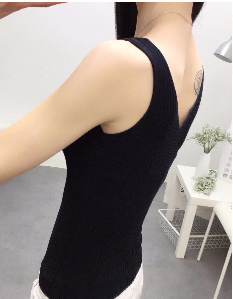 Áo thun dệt kim cổ chữ V lớn mùa xuân và mùa hè mới băng lụa gợi cảm Slim tidal áo bó sát đáy ngắn áo len nữ