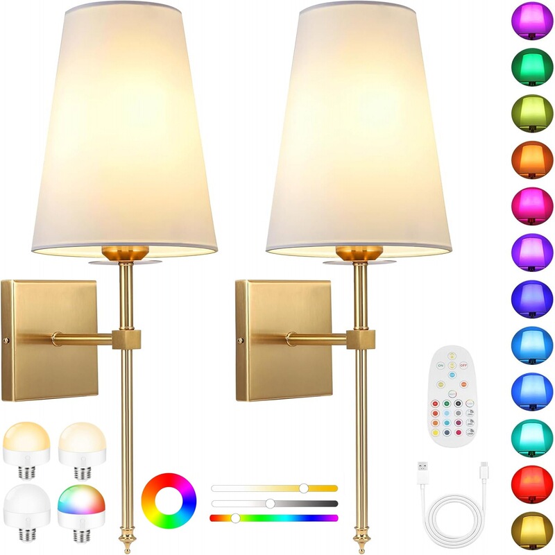 Amazon Bedside Lamp Bestseller Rechargeable Fabric Lamp No Wiring Magnetic Suction Remote Control Led American Wall Lamp Rgb Timer