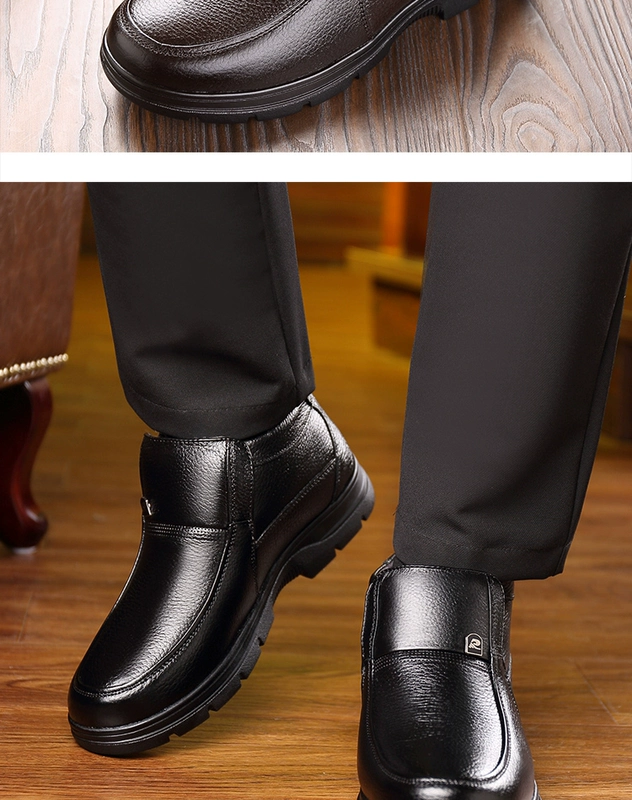 Giày cotton nam mùa đông ấm áp cộng với nhung hai đôi giày cao cổ giản dị