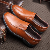 Mens shoes leather breathable dad casual leather shoes mens non-slip hole sandals middle-aged plus velvet warm two cotton shoes