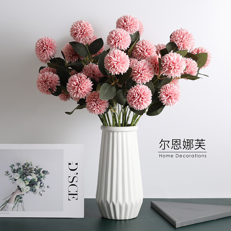 Embroidered dandelion simulation flower rose bouquet drawing room floor dining table floral decoration fake flower home pendulum decoration