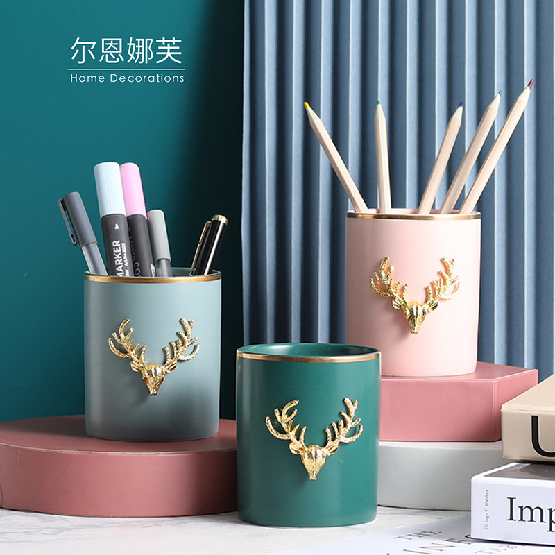 Nick Deer hipster Pen Holder Barrel Ceramic Makeup Brush Barrel Desktop Eyeliner Eyebrow Pen Holder
