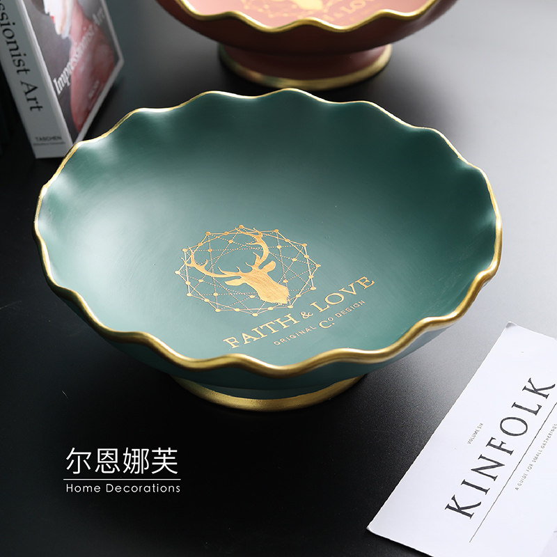 Years snacks candy tray light luxury household ceramic dried fruit tray living room coffee table creative modern decorative fruit tray