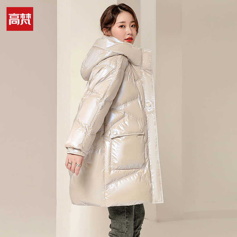 Anti-seasonal clearance Govan no-wash glossy down jacket women's mid-length 2021 new model thickened fashion foreign atmosphere winter