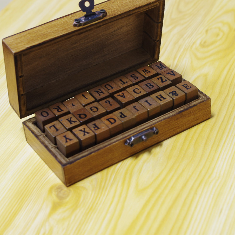 A certain year with DIY comic book making accessories with copper-retro wood box letter seal