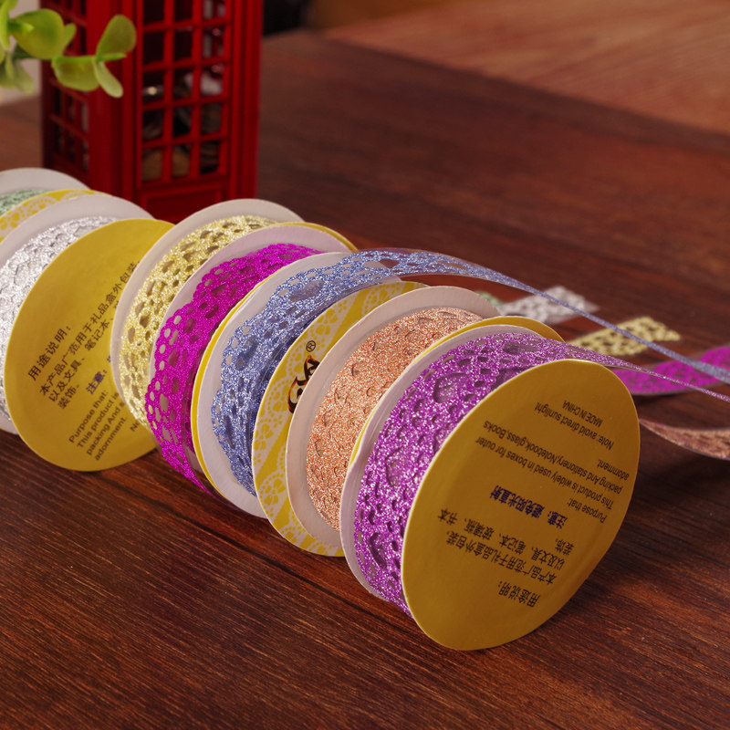 A certain month in a certain year DIY photo album accessories tools Gold powder glitter lace tape Hollow tape