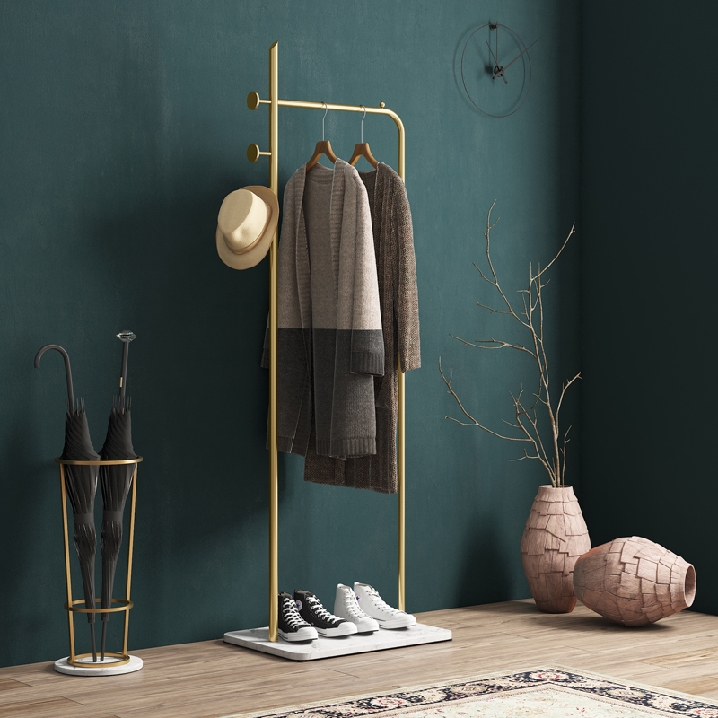 Nordic Cloister Hood Home Marble Hanger Floor Bedroom Minimalist Modern Clothes Racks Ins Light Lavish Clothes Hanger