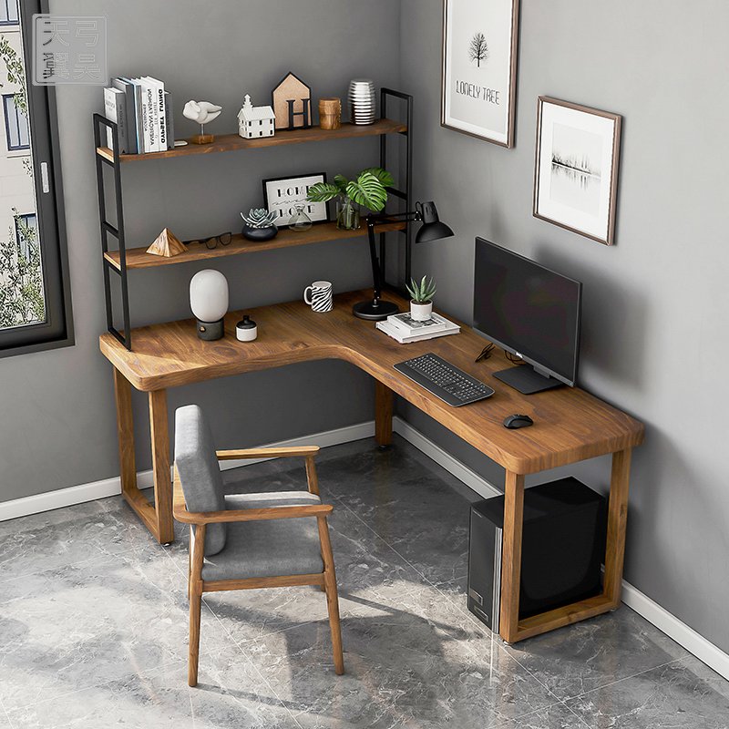 Desktop Computer Desk Full Solid Wood Corner Desk L Type Home Wall Corner Desk Bedroom Corner Minimalist Desk