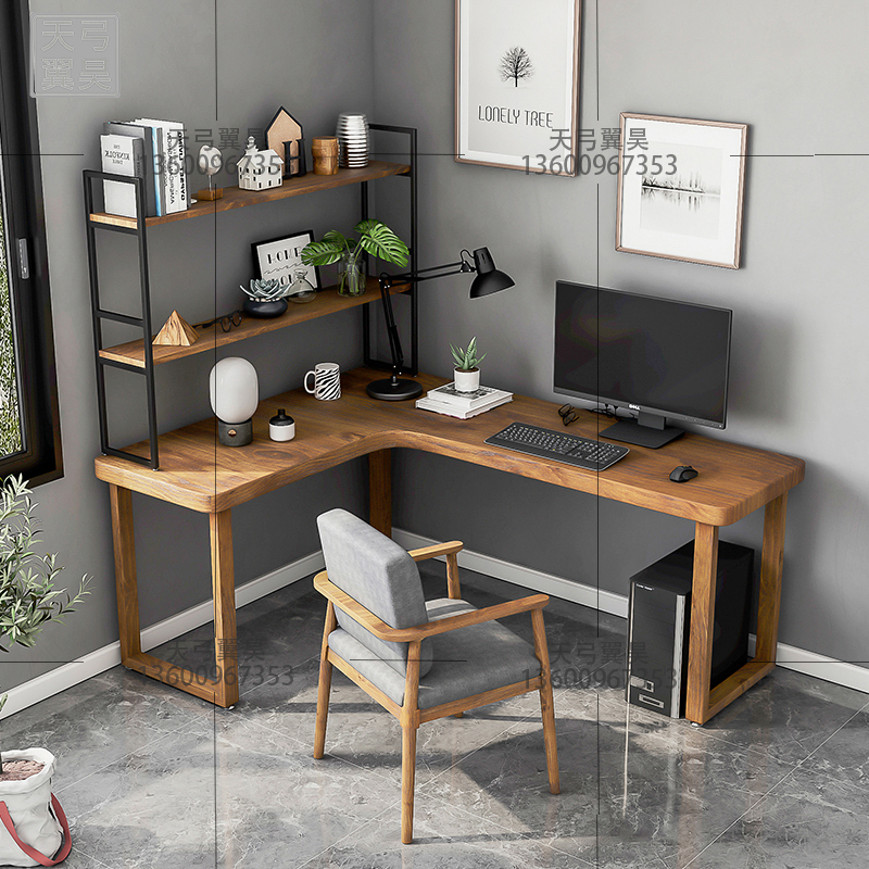 Corner Desk L Type Computer Desk Desktop Nordic Solid Wood Home Leaning Wall Long Desk Bedroom Corner Desk Corner Desk