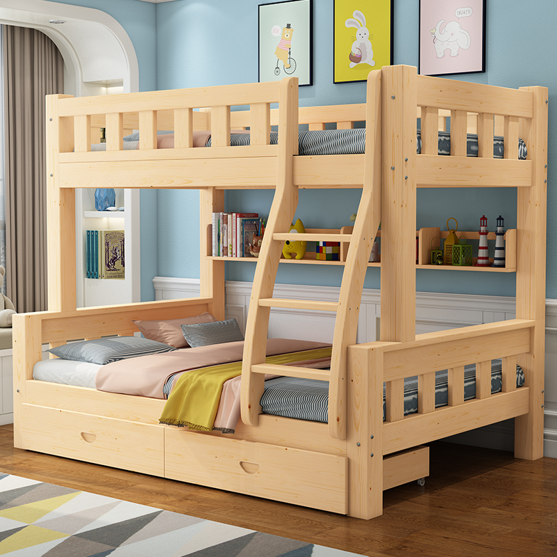 All solid wood high and low bed children's bunk bed bunk bed adult dormitory upper and lower wooden bed two-story mother bed