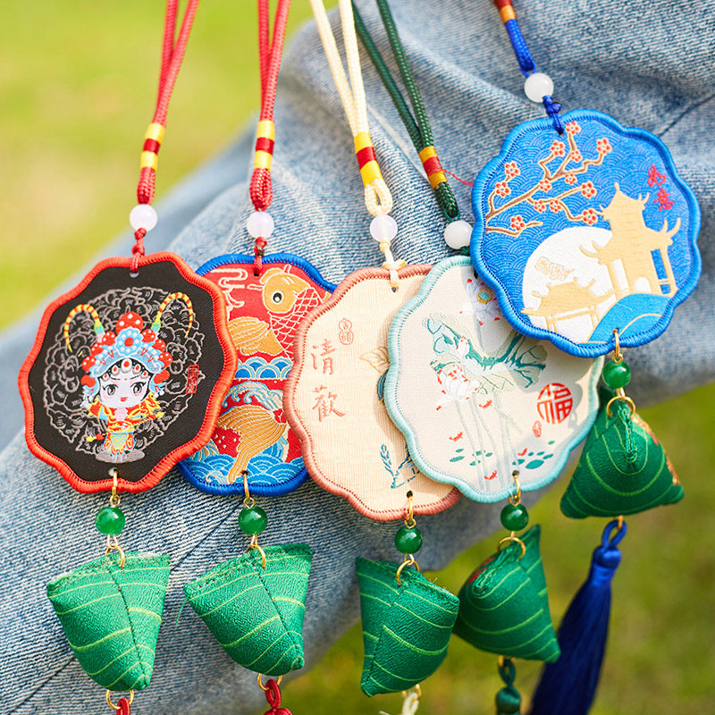 End of the Dragon Boat Festival Incense Bag zongzi Fragrant Sacs Mosquito Repellent Traditional Chinese Herbal Medicine Balsami Auto Ancient Wind Pendants Gift Opera Characters Fu Characters