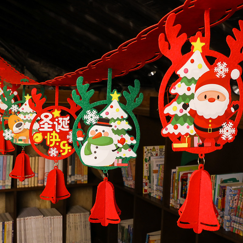 Christmas decorations pendant pendant shopping mall hotel jewelry store storefront layout small pendant wave flag pull flower