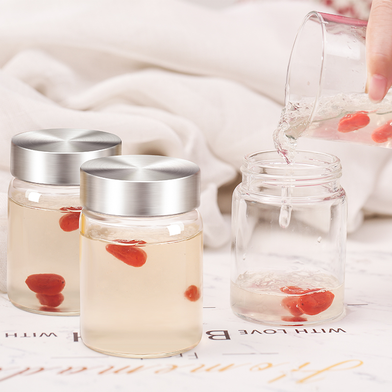 Bird's nest bottle transparent borosilicate glass bottle with lid sealed jar small bottle household food grade yogurt bottle