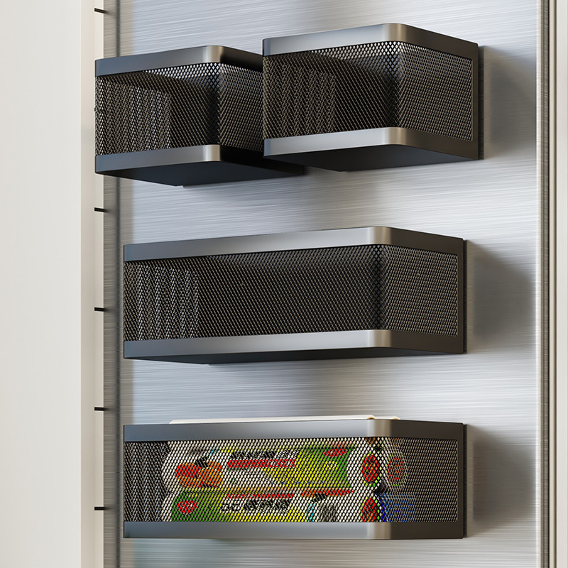 Magnetic Storage Box Refrigerator Side Storage Magnetic Shelf Kitchen Magnet Hanging Rack Basket Multifunctional Gadget