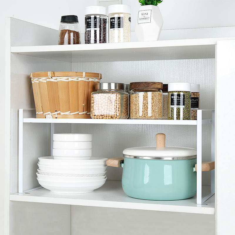 Kitchen cabinet Inner tiered shelf Cabinet countertop divider plate pot rack Bowl rack Desktop sink storage shelf