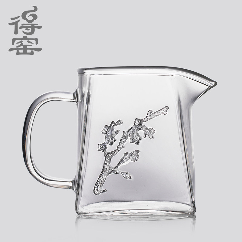 To Get Kiln Day Style Hand Inlaid Tin Glass Justice Cup Kung Fu Tea with heat resistant glass Sub-tea divider Gongcup