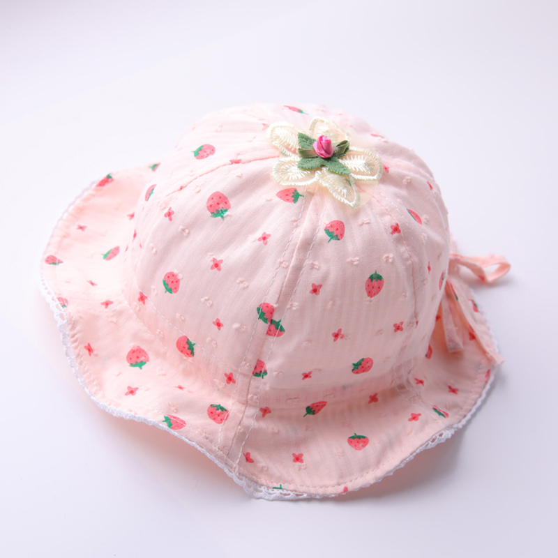 Baby hat spring and autumn thin baby girl sunscreen hat princess hat summer cute sun hat fisherman hat