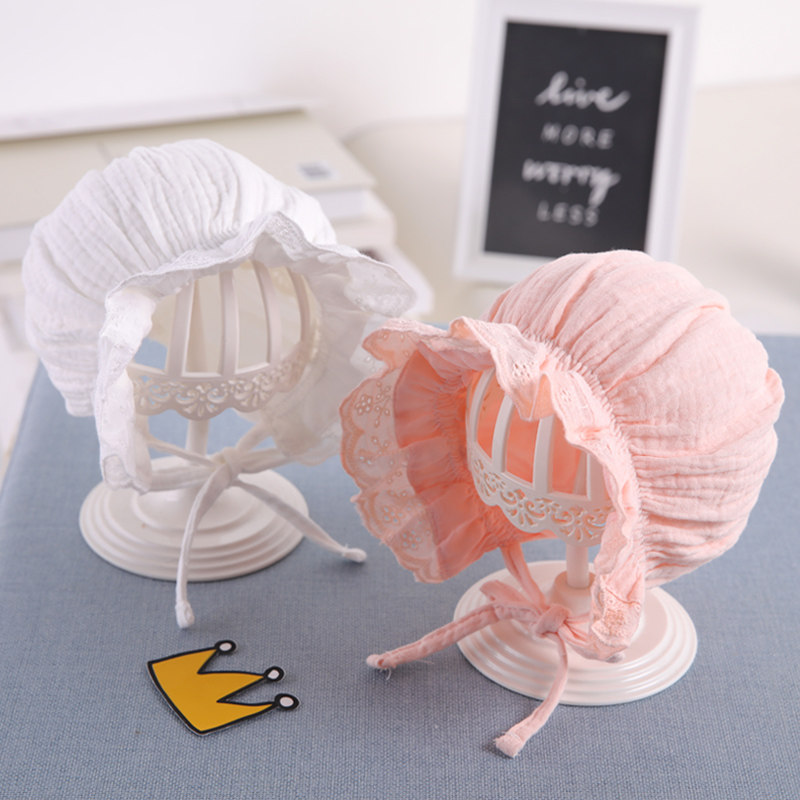 Net red baby hat spring and autumn thin infant shade Newborn court summer female baby princess fisherman hat