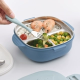 Посуда для кормления, детский комплект для еды из нержавеющей стали, ложка, мультяшная вилка, обеденная тарелка для прикорма, защита при падении, защита от ожогов