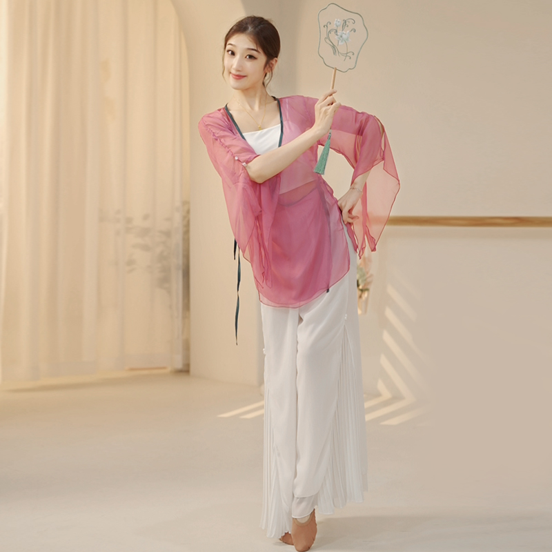 Dance suit women's modern body practice in the fall new breathable mesh yarn Chinese classical dancing adult blouses-Taobao