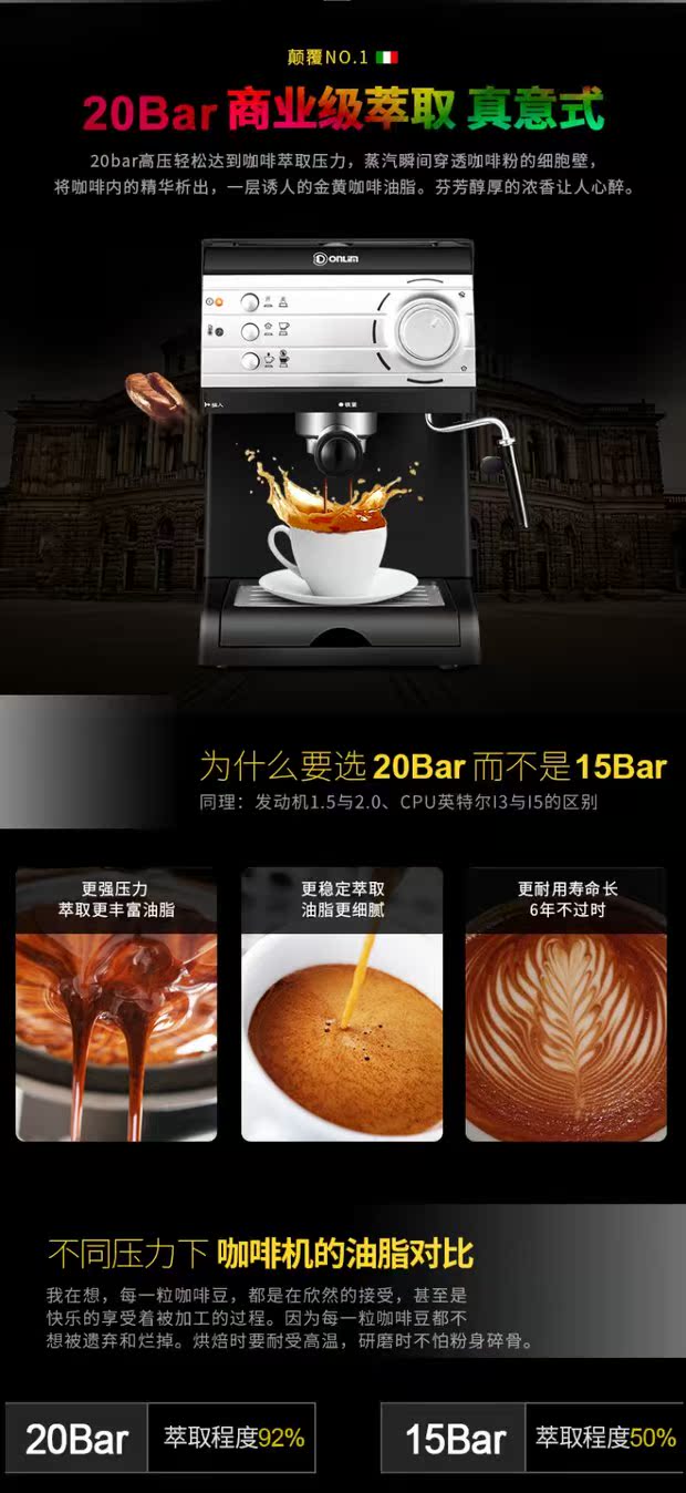 máy pha cafe cho quán nhỏ Donlim / Dongling DL-KF6001 Máy pha cà phê Thương mại gia dụng Ý bán tự động hoàn toàn bằng bọt sữa ngay lập tức - Máy pha cà phê máy pha cà phê crm 3200 b