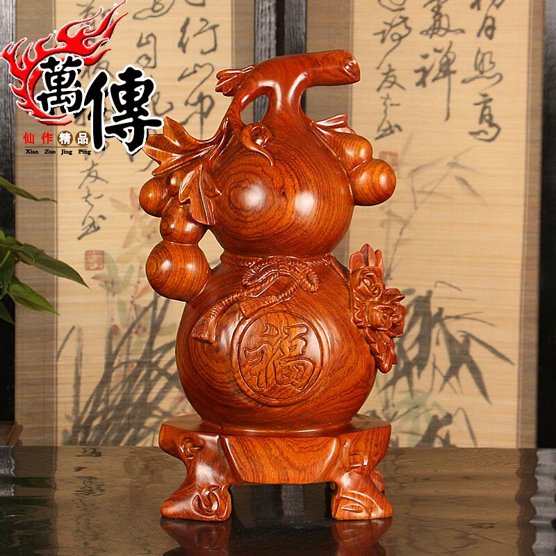 Wood carving gourd ornaments rosewood home living room decoration mahogany solid wood craft gifts decoration gift large