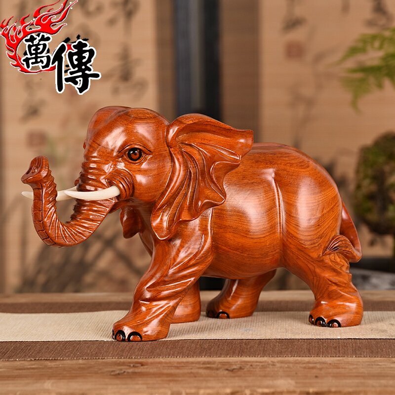 Wooden elephant fitting a pair of wooden household seating room decorations of red wood handmade wood carving crafts