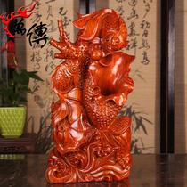 Wanchuan wood carved fish ornaments solid wood year old mahogany carp carving crafts home accessories gifts