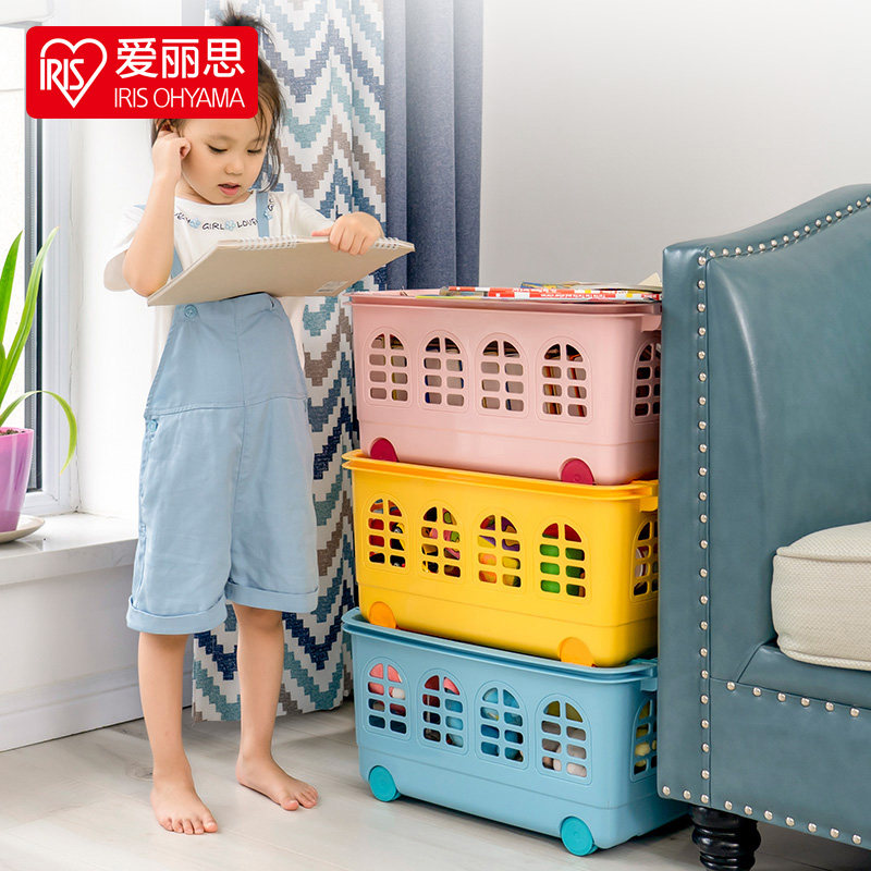 IRIS children's storage basket large with wheels Alice plastic Japanese toy storage basket can be stacked storage box